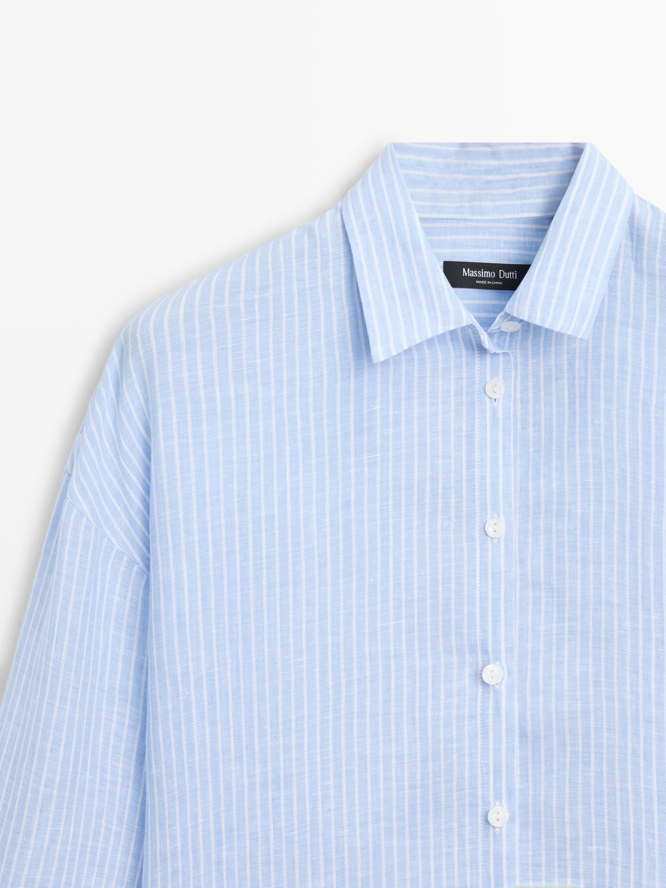 Chemise fluide à rayures 100 % lin